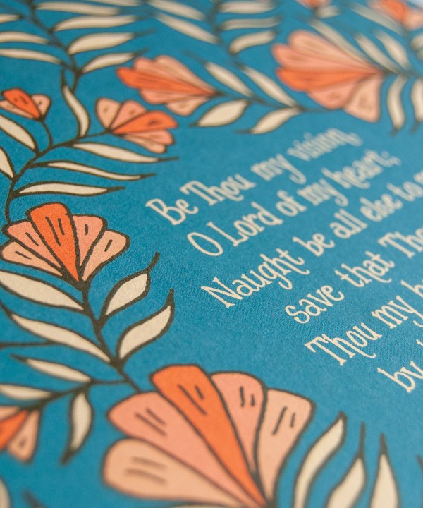Hand-lettering detail of Be Thou My Vision wall art